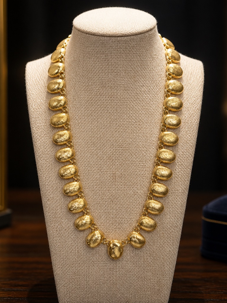 Gold Disc Link Necklace - Elegant Women's Jewelry
